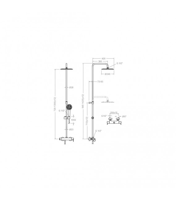 RAMON SOLER 937402RP240 Gran Ducha Monomando Extensible