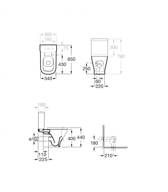 ROCA A342477000 THE GAP Taza Salida Pared