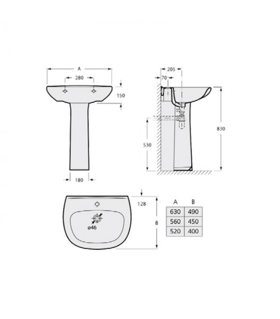 POLO Lavabo Con Pedestal