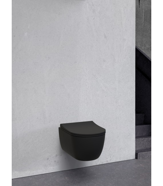 BATHME SPC1-0004 MANHATTAN Inodoro Suspendido Rimless Con Tapa Color Negro Mate