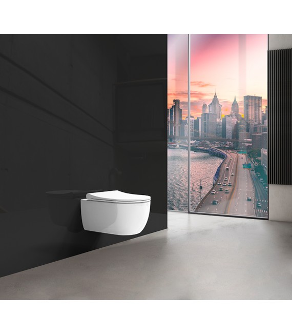 BATHME SPC1-0001 MANHATTAN Inodoro Suspendido Rimless Con Tapa Blanco Brillo