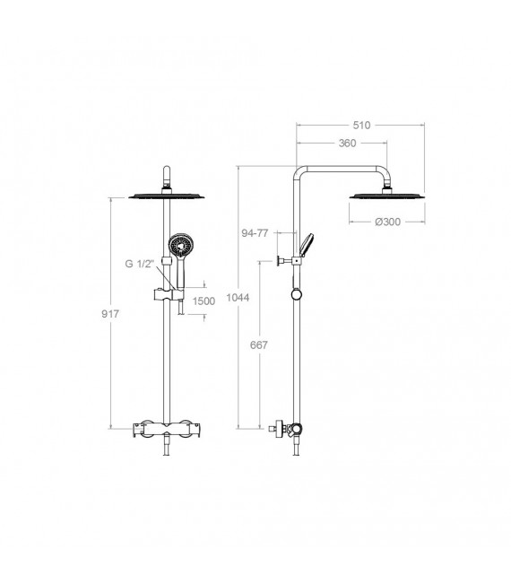 RAMON SOLER 944801RP300 Conjunto Termostática Gran Ducha Con Columna