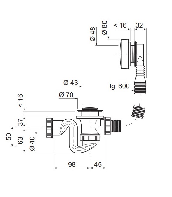 WIRQUIN 34490013 ELTON Desagüe Bañera por Cable