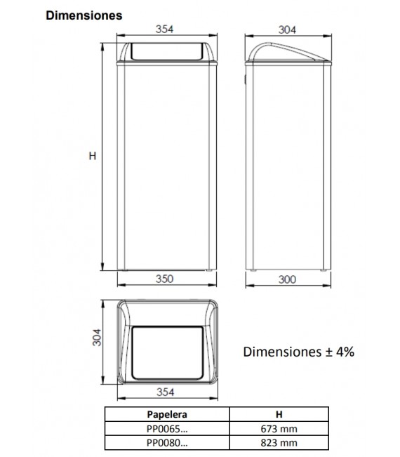 MEDICLINICS PP0080C Papelera con tapa auto-retorno acero Brillo