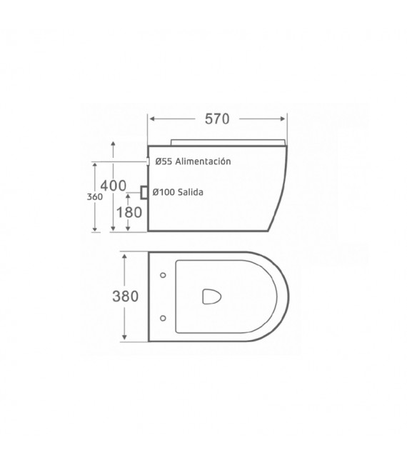 AQUORE 01410 GENOVA Inodoro BTW Para Cisterna Empotrada