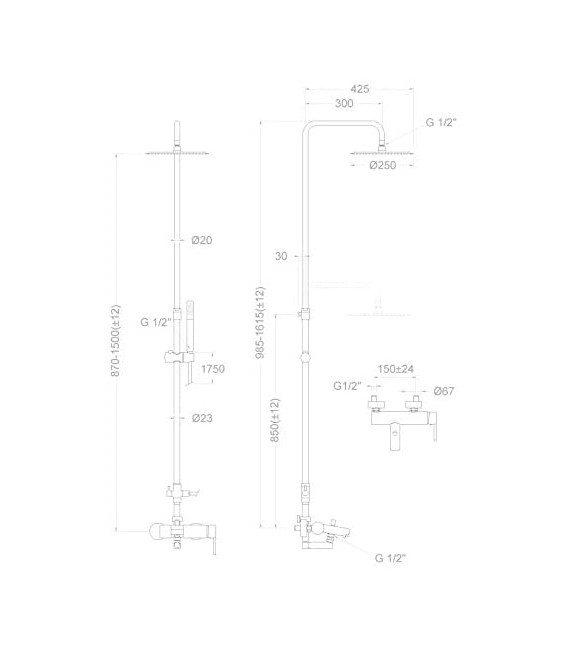 RAMON SOLER 3355RM300 DRAKO Gran Ducha Telescópica Monomando