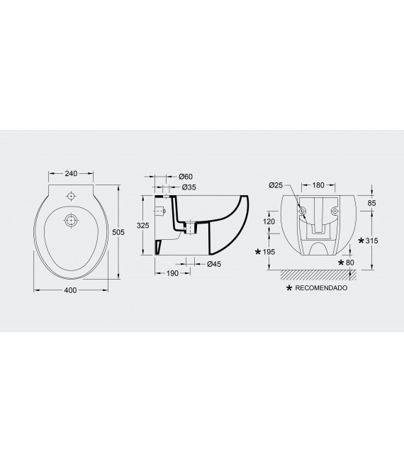 VALADARES 39401002K EGG Bidé Suspendido