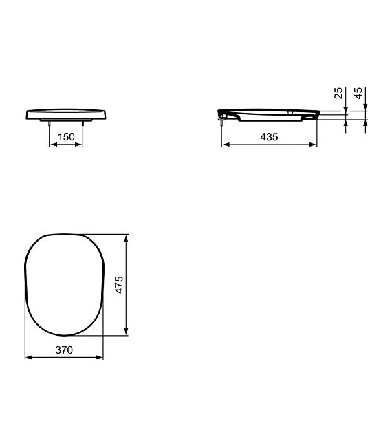 IDEAL STANDARD K706101 TONIC Tapa Asiento Caída Amortiguada Blanco