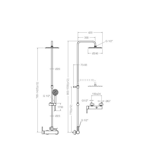 RAMON SOLER 3358 RP240 Monomando Ducha Telescópica
