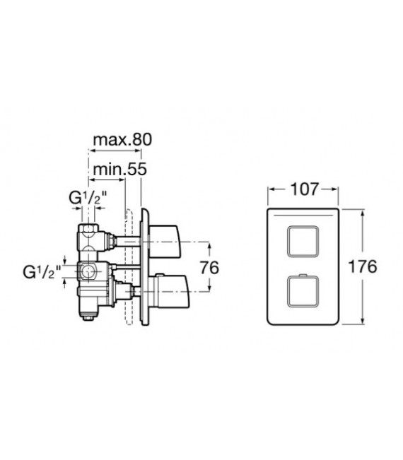 ROCA A5A2950C00 THESIS Mezclador Termostático Empotrable Baño/Ducha