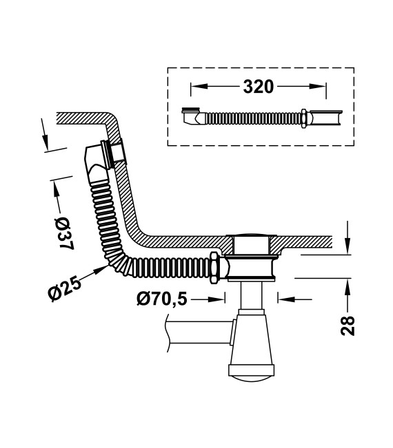 TRES 13463450 Casquillo Para Desagües Vistos Con Rebosadero