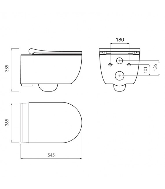 BATHME SPC1-0001 MANHATTAN Inodoro Suspendido Rimless Con Tapa Blanco Brillo
