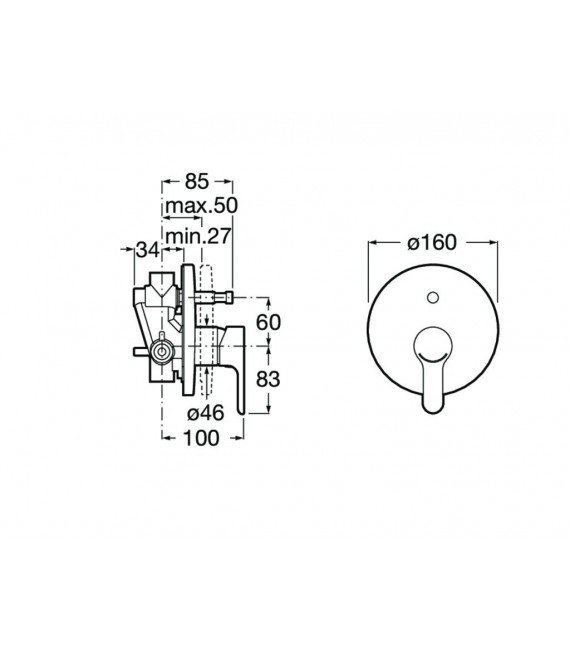 ROCA A5A0A09C00 L20 Grifo Monomando Empotrado Baño Ducha