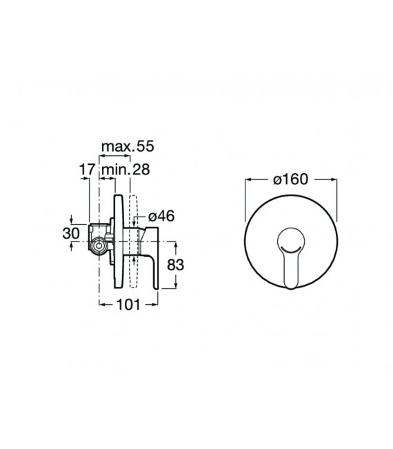 ROCA A5A2A09C00 L20 Grifo Monomando Empotrado Ducha