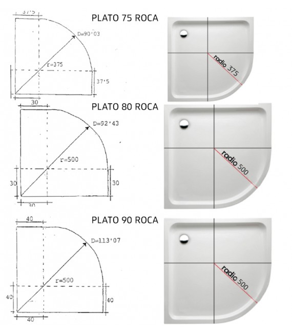SALGAR CLEAR Mampara Semicircular De Ducha Curva Roca