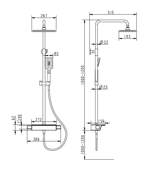 BATHME HB-GRD011B INFINITY BOX Gran Ducha Negro Mate Rociador Cuadrado