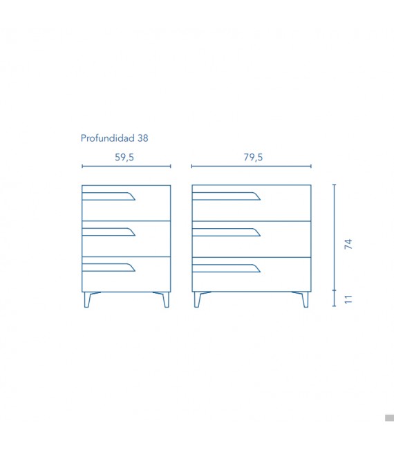 ROYO VITALE Mueble+Lavabo 3 Cajones F-39 cms Beige Nature