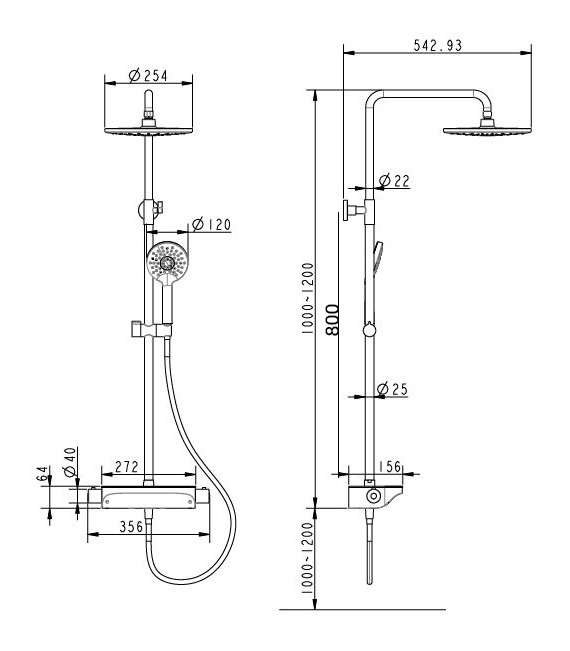 BATHME HB-GRD012 INFINITY BOX Gran Ducha Cromo Rociador Redondo
