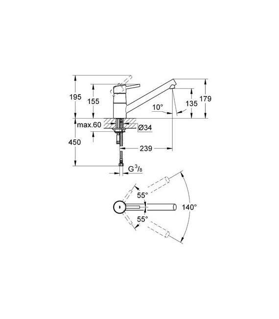 CONCETTO Monomando Fregadero Horizontal