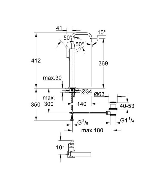 GROHE 32 249 000 Allure Monomando Lavabo Xl