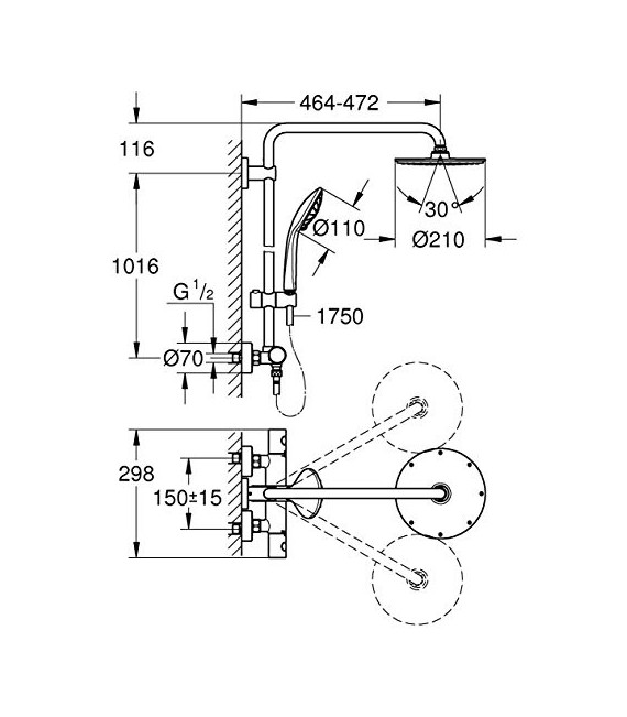 GROHE 27 964 000 Euphoria 210 sistema ducha termostato