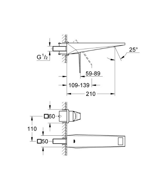 GROHE 19 783 000 Allure Brilliant Monomando Lavabo Mural Caño 220 Mm