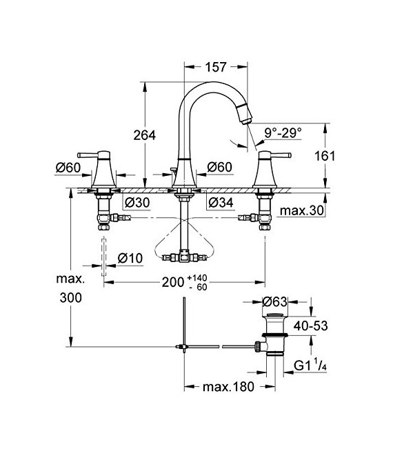 GROHE 20 389 Ig0 Grandera Batería Lavabo Cromo/Oro