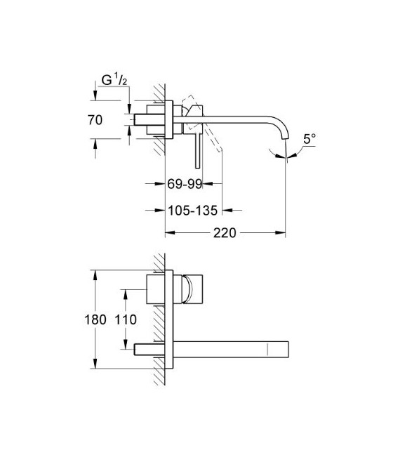 GROHE 19 386 000 Allure Monomando Mural Caño 220 Mm