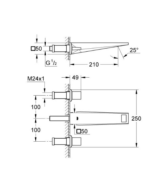 GROHE 20 348 000 Allure Brilliant Batería Lavabo Mural 220 Mm