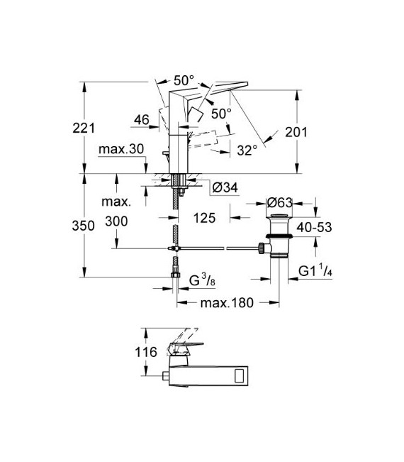 GROHE 23 109 000 Allure Brilliant Monomando Lavabo Caño L