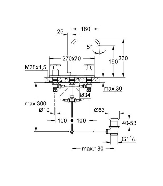 GROHE 20 143 000 Allure Batería De Lavabo Sobreencimera