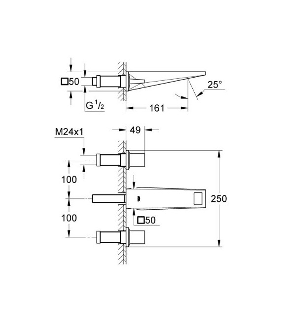 GROHE 20 346 000 Allure Brilliant Batería Lavabo Mural 172 Mm
