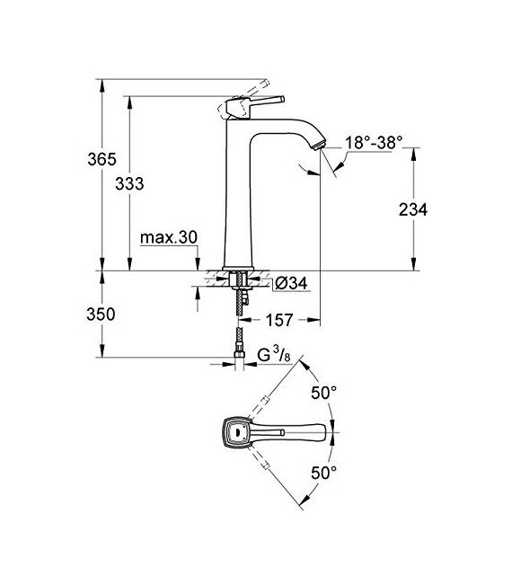 GROHE 23 313 Ig0 Grandera Monomando Lavabo Talla Xl Cromo/Oro