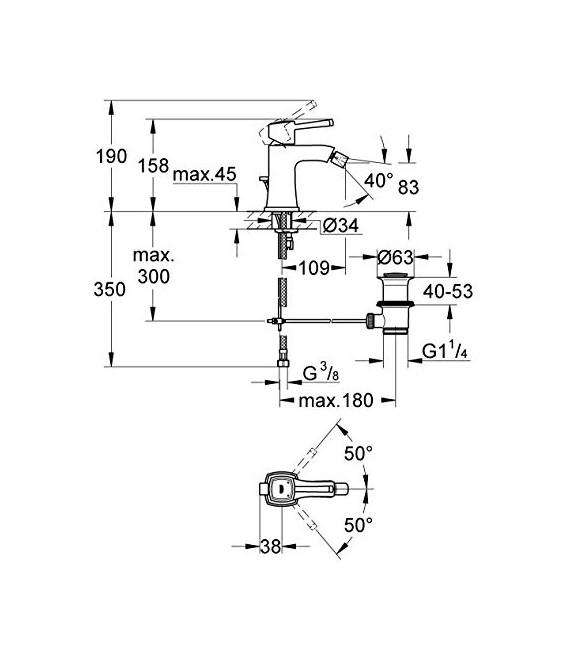 GROHE 23 315 Ig0 Grandera Monomando Bidé Cromo/Oro