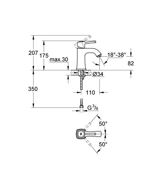 GROHE 23 310 Ig0 Grandera Monomando Lavabo Talla M Cromo/Oro