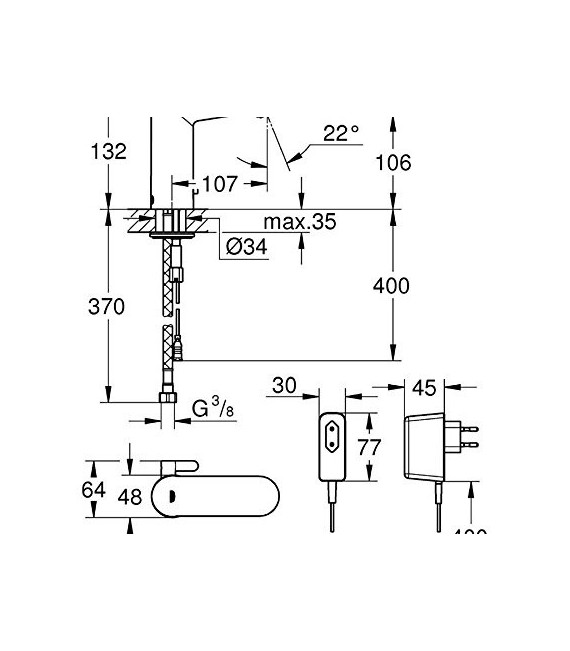 GROHE 36 325 001 EUROSMART COSMOPOLITAN Grifo Lavabo M Electrónico
