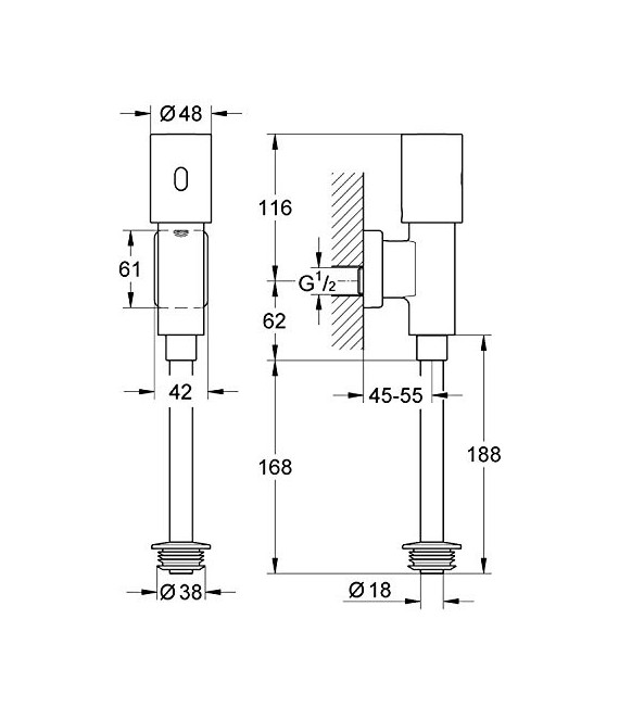 GROHE 37 421 000 Tectron Infrarrojo elect fluxor urinario