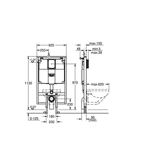 GROHE 38 994 000 Módulo R-SL baños estrechos 90mm prof