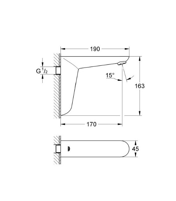 GROHE 36 274 000 Euroeco Grifo Electrónico Lavabo Visto