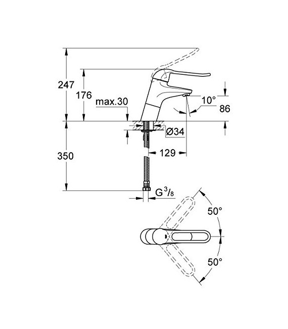 GROHE 23 293 000 Euroeco Special Lavabo Maneta Abierta