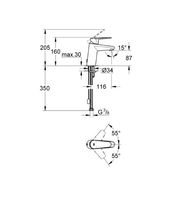 GROHE 33 178 20E Eurodisc Cosmopolitan Lavabo Con Cadenilla
