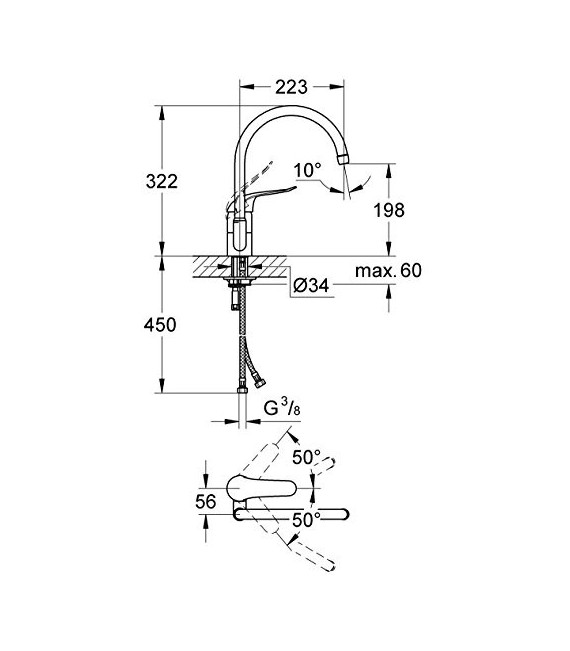 GROHE 32 786 000 Euroeco Special Mononmando Fregadero