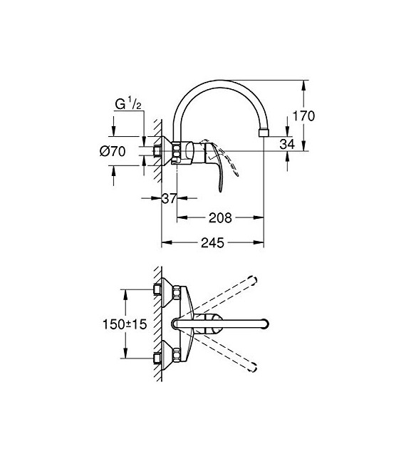 GROHE 32 482 002 Eurosmart Para Fregadero Mural