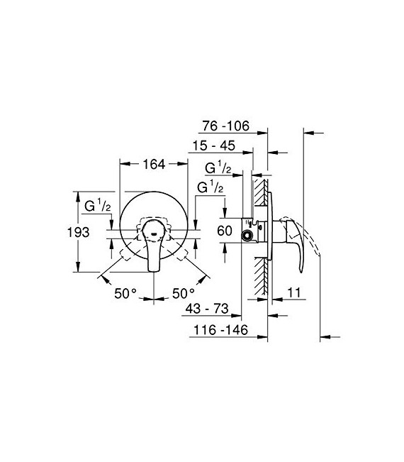 GROHE 33 556 002 Eurosmart Monomando De Ducha Empotrado