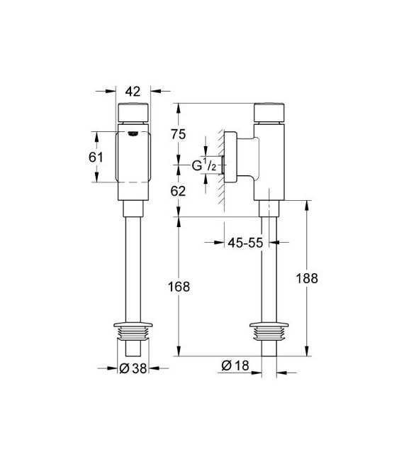 GROHE 37 342 000 Fluxor para urinario ejecución robusta