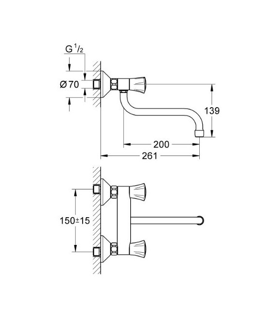 GROHE 31 187 001 Costa L Monoblock cocina mural caño ifer