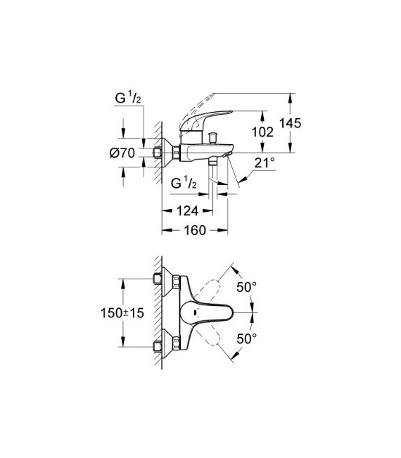 GROHE 32 743 000 Euroeco Monomando Baño Ducha Visto