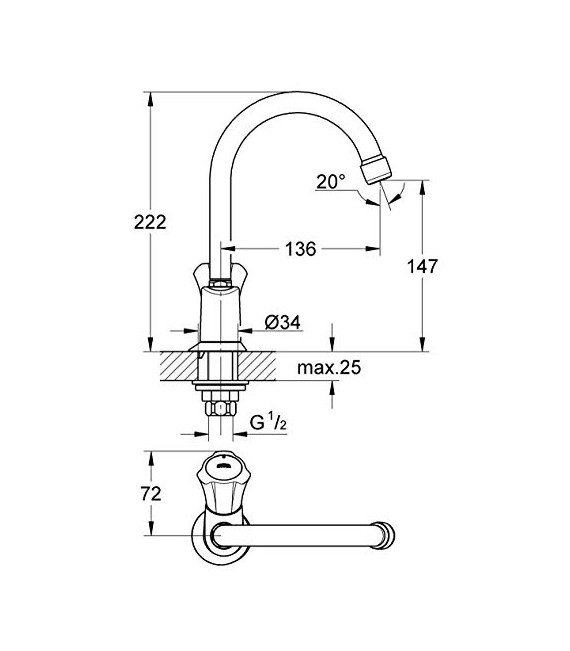 GROHE 20 393 001 Costa L Grifo de una agua