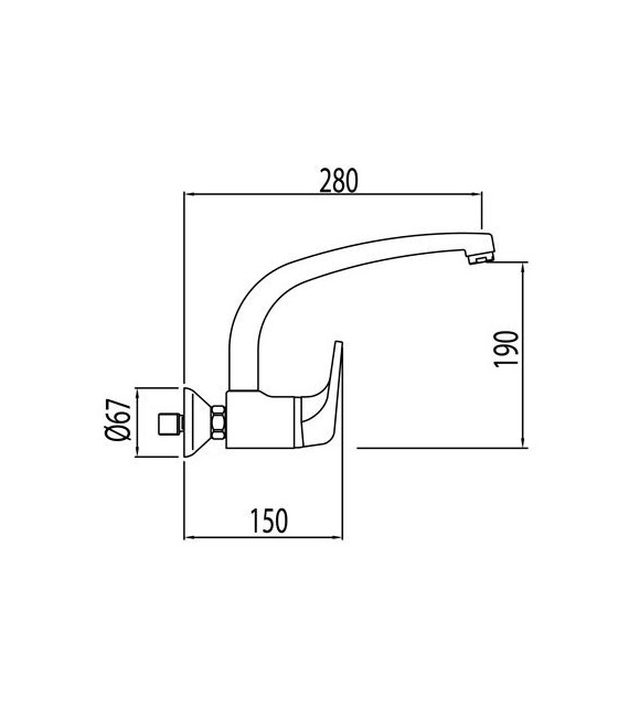 ECO-TRES 17033202 Grifo Fregadero Pared