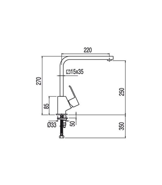 CUADRO-TRES 106440 Grifo Fregadero Vertical caño de 35x15 mm.